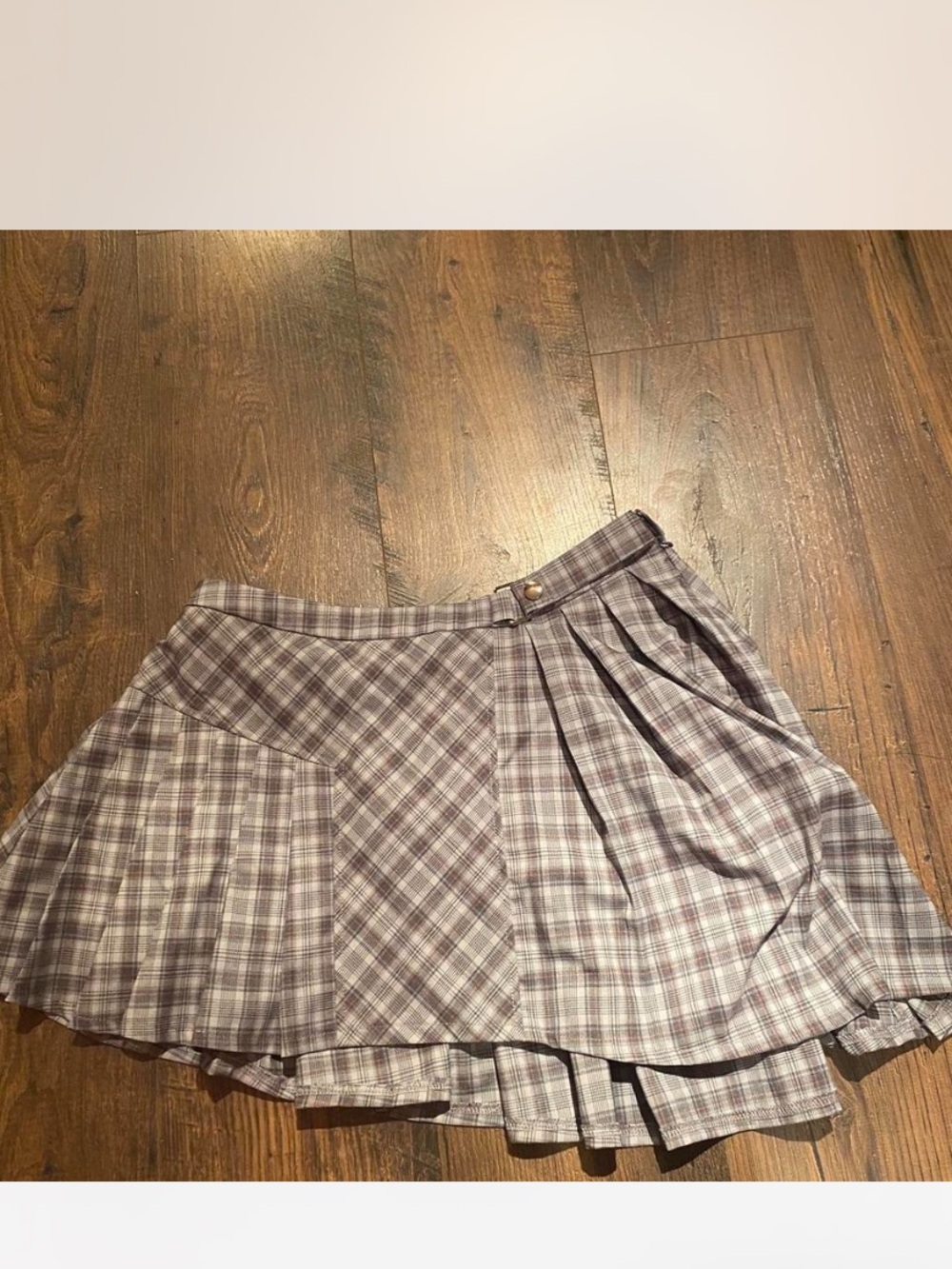 Tiger Mist Lavender Plaid Pleated Mini Skirt